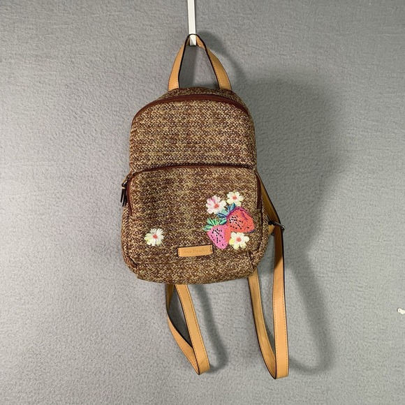 Vera Bradley Handbags - Vera Bradley Straw Double Compartment Small Backpack/Purse flower strawberry